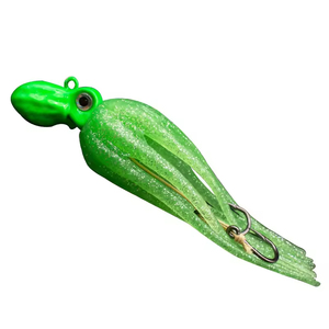 Leurre souple en forme de jupe de poulpe lourd de 100g-450g avec tête plombée et hameçon, pour la pêche au calamar en eau salée, en haute mer, en eaux profondes, pour la pêche au gros gibier - Product Image 6