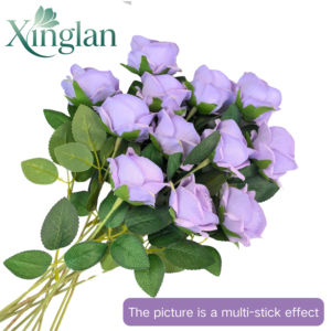 Bouquet <span class=keywords><strong>de</strong></span> roses artificielles faites à <span class=keywords><strong>la</strong></span> main Xinglan, 1 pièce, <span class=keywords><strong>couleur</strong></span> lilas violet, feuilles vertes, matériau polyester, moderne, pour <span class=keywords><strong>la</strong></span> remise des diplômes, Pâques - Product Image 3