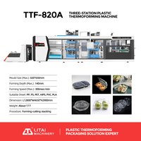 Mesin Thermoforming Plastik Otomatis Kecepatan Tinggi untuk Wadah Makanan Biodegradable Kecil Bahan PP/PS/PVC Bertenaga Motor