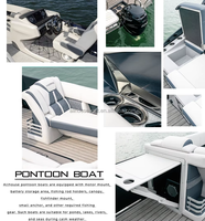 Bateau à ponton en aluminium de qualité marine Allhouse de 23 pieds, bateau à ponton de 23 pieds pour la pêche en eau salée, ensemble combiné avec moteur inclus