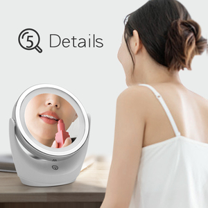 Mirror OEM Rechargeable 360 Degree Rotation LED Lighted Cosmetic Mirror With Magnifier