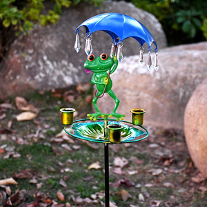 Comedero para Pájaros de Hierro Forjado con Sombrilla, Estaca para Jardín Exterior, Baño Colgante para Colibríes - Product Image 2