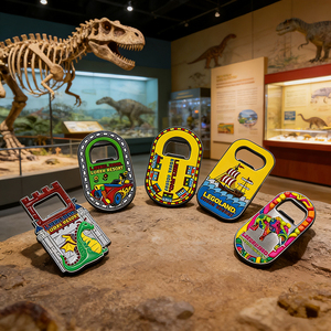 แม่เหล็กติดตู้เย็นลายไดโนเสาร์เคลือบอีพ็อกซี่เมทัลลิกแบบกำหนดเอง ของที่ระลึกจากพิพิธภัณฑ์ พร้อมที่เปิดขวด - Product Image 1