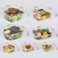 Transparante, heldere PET-scharnierdoosjes voor delicatessen, 8oz, 12oz, 16oz, 24oz, 32oz, lekvrije plastic clamshell verpakkingen voor fruitsalade