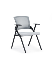 Chaise de formation ergonomique moderne pliable en alliage d'aluminium avec tablette d'écriture - Chaise de direction de conférence à domicile en maille réglable en hauteur