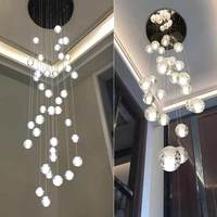 Lustre moderne en cristal à LED pour plafond haut, salon, suspension à bulles avec escaliers de villa, lampes suspendues élégantes