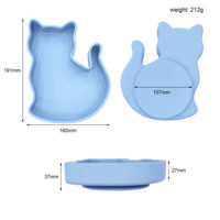 Ensembles d'alimentation mignons pour enfants, bols incassables en forme de chat et de cochon, plaque d'aspiration en silicone avec couleur personnalisée pour bébé