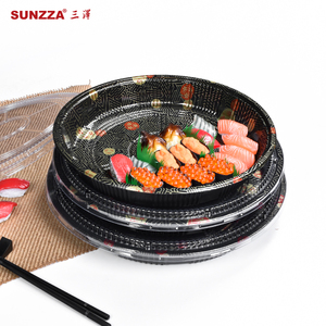 Sunzza stapelbarer japanischer Stil über Größe 32 cm Party Einweg Haustier Kreis Platte Fast <span class=keywords><strong>Food</strong></span>/Obst/Sushi Tablett Container Box - Product Image 1