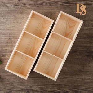 Jardinière à fleurs <span class=keywords><strong>en</strong></span> <span class=keywords><strong>bois</strong></span> naturel avec 3 séparateurs Rectangle sculpté Présentoir à bijoux de table multifonction pour articles divers - Product Image 5