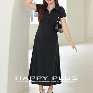 Robe longue cintrée pour femme grande taille Happy Plus, coupe trapèze, gris foncé, col rabattu, boutonnée sur le devant, couleur unie N9247 - Product Image 4