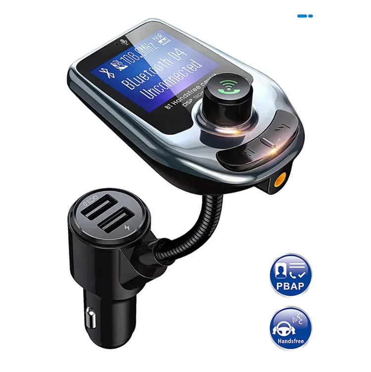 D4 BT car fm transmitter SD card/AUX QC3.0 charger TFT color display EQ mode loop mode stereo mp3 player-AGETUNR