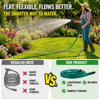 Manguera de Jardín Extensible Plana, Flexible, Ligera y Portátil, Tubería de Agua Compacta y Extensible para Lavado de Autos y Riego de Plantas