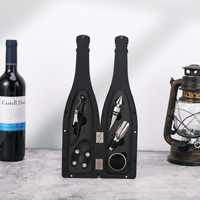 5 pièces argent bouteille de vin forme ouvre-ensemble vin tire-bouchon accessoires Kit avec serveurs ouvre-feuille coupe bouchon