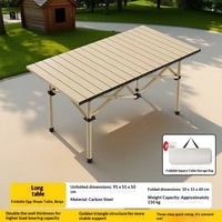 Table pliante d'extérieur Manshan en acier à haute teneur en carbone, table à roulettes, table portable pour le camping et le barbecue, table longue 3 kg