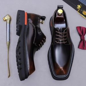 Chaussures en cuir montantes pour hommes, cuir véritable, style coréen, décontracté chic, finition brillante, tenue formelle, style Derby - Product Image 4