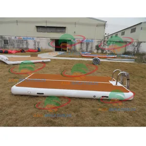 Wholesale water swim diving portable floating folding fishing inflatable platform with ladder