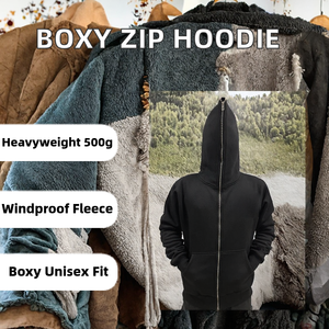 Sudadera con capucha unisex personalizada con cremallera completa, estilo holgado, de forro polar, para invierno, estilo urbano. - Product Image 2