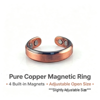Bague ouverte en cuivre pour thérapie magnétique avec placage en cuivre antique pour unisexe