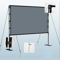 Écran de projection de 60 à 120 pouces avec support, plaque de fer pliable anti-lumière grise, double support, écran de projection pour théâtre en plein air