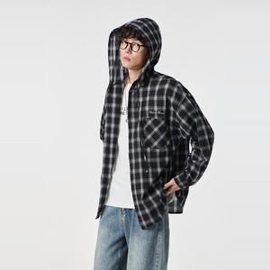 เสื้อเชิ้ตผู้ชายไซส์ใหญ่ ลายสก็อต มีฮู้ด ผ้าฝ้ายฟลานเนล 100% ระบายอากาศได้ดี ทรงหลวม แขนยาว ไซส์ 6XL 7XL 8XL 9XL 10XL - Product Image 1