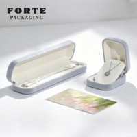 Boîte à bijoux en velours personnalisée FORTE avec logo sérigraphié gris, bracelet, collier, bague, boîte cadeau en velours