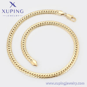 Conjunto <span class=keywords><strong>de</strong></span> Joyería XUPING, Collar y Pulseras <span class=keywords><strong>de</strong></span> Cadena Chapadas en Oro <span class=keywords><strong>de</strong></span> 14K, Estilo Simple y Moderno - Product Image 3