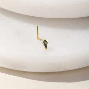 Anillo de Nariz de Plata de Ley 925 con Forma de Cometa y Ágata Musgosa para la Nariz o el Septum - Product Image 3