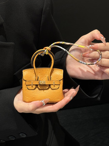 Premium <strong>Mini</strong> Platinum PC <strong>Bag</strong> for Apple for <strong>AirPods</strong> 3 Universal Ostrich Pattern Pendant for Bluetooth Headset <strong>Case</strong>
