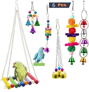 6 Pack <strong>Parrot</strong> <strong>Toy</strong> Set Bird <strong>Toys</strong> Swing Colorful Beads Bells Bird Products Hanging <strong>Toys</strong>