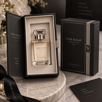 Boîte d'emballage rigide noire écologique personnalisée avec logo brillant de luxe pour parfum, bougie, vêtements, boucles d'oreilles, cadeau haut de gamme, ruban