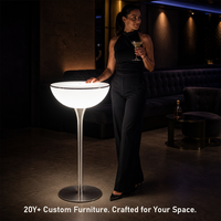 Meubles de bar en plastique avec éclairage LED moderne pour hôtel, boîte de nuit, événements de mariage