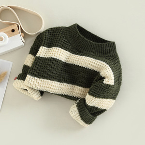 Pull en tricot rayé pour garçons, coton 12 Gg, anti-boulochage, automne 2023, vêtements pour enfants - Product Image 2