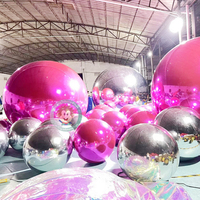 Boule géante gonflable Disco rose Boule hermétique Grosses boules brillantes Grande boule miroir suspendue Ballon miroir irisé pour fête mariage