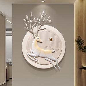 Décoration Murale Ronde Moderne Cerf en Résine 3D Faite à la Main avec Lumière LED pour Salon et Entrée - Vente en Gros - Product Image 6
