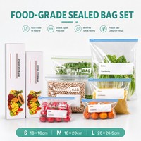 Sacs de conservation alimentaire OEM personnalisés avec logo, double nervure, scellage par pression, en PE de qualité alimentaire, étanches, lavables, réutilisables, pour congélateur, 3 tailles