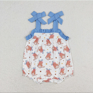 Botas con tiras y lazos para bebés niñas, estilo vaquero, para hermanas; Vestidos y peleles. - Product Image 3