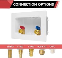 Boîte de sortie pour lave-linge Green Valve, raccord fileté PEX 1/2 pouce, accessoire de plomberie, boîte de lavage PEX, garantie 3 ans