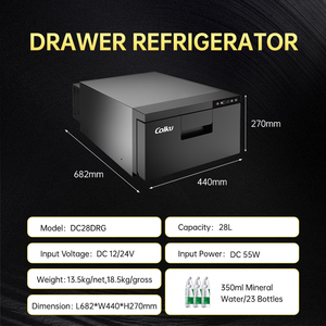 Réfrigérateur tiroir avancé en aluminium 28L 12V 24V DC à faible bruit et refroidissement rapide, réfrigérateur de voiture intégré pour camping-car et motorhome OEM ODM - Product Image 2