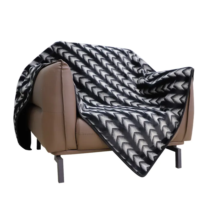 Wholesale Art Black Faux Fur Bed Throw Blankets Super Soft Fuzzy Cozy Warm Fluffy Microfiber Blanket Plush