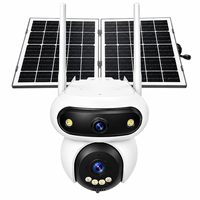 Caméra de sécurité solaire WiFi à double objectif 355 degrés avec batterie 10000 mAh, options de panneau solaire simple ou double