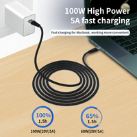 Cable USB C a USB C de 100W 3.1, Sincronización de Datos de 10Gbps, Carga Rápida PD de 5A, Trenzado de Nailon, Cobre Libre de Oxígeno, Carcasa de Aluminio para MacBook