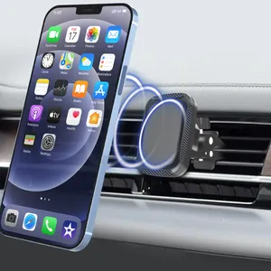 Suporte universal para celular com ventilação de ar para carros, tipo clipe de rotação de 360 graus, suporte magnético para carros, pequeno e compacto