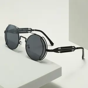 Hot new fashion sunglasses Men's steampunk metal double spring leg glasses every pair of shades