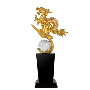 Shining Customized Gold Silver Copper Resin <strong>Dragon</strong> <strong>Trophy</strong> With Black Crystal Base Award With Gift Box <strong>Dragon</strong> Decoration - Product Image 1