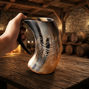Viking OX Polished Natural Horn Mug Old Fashioned Vintage-Style Beer <b>Camping</b> Lightweight Portable Dishwasher Safe Eco-Friendly - Product Image 3