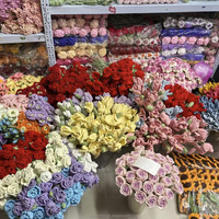 Rose en laine tricotée à la main, fleur au crochet créative, écologique, pour la décoration intérieure, aspect réaliste, Noël, mariage