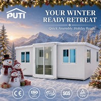 Maison préfabriquée extensible à double aile de 20 pieds, bureau moderne, conteneur modulaire, salle de réunion avec trou pour climatisation, installation rapide