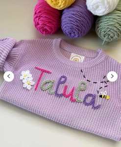 Wholesale Custom Hand-Embroidered Name Personalized Knitting 100% Cotton Baby Pullover Sweaters - Product Image 4