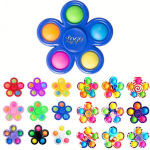 Custom Logo Colorful Five <b>Leaf</b> Top Bubble Music Finger Top Pioneer Finger Top Stress Relieving Toy for Children - Product Image 1
