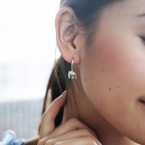 Bijoux Boucles <span class=keywords><strong>d</strong></span>'oreilles en <span class=keywords><strong>argent</strong></span> sterling 925 Fashion Plain Animal <span class=keywords><strong>Elephant</strong></span> Drop Hoop 2020 - Product Image 4